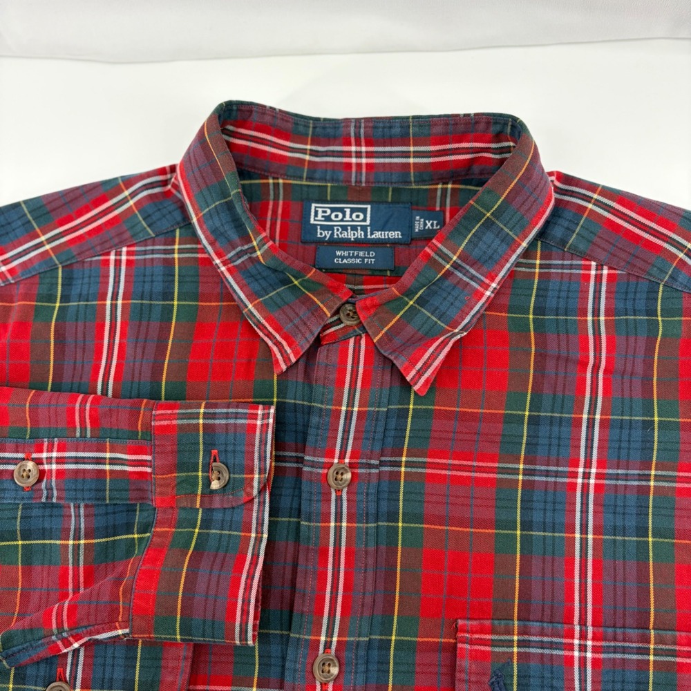 Polo Ralph Lauren Whitfield Classic Fit Plaid Button Down Shirt Mens XL Red
